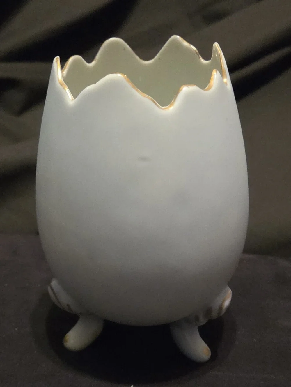 Vintage Blue Inarco Japan Porcelain Cracked Egg Vase 5.5